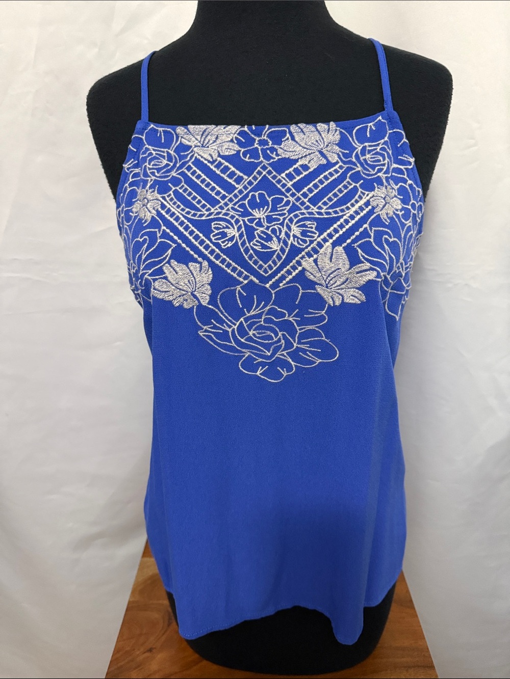 Royal Blue Embroidered Spaghetti Strap Camisole
